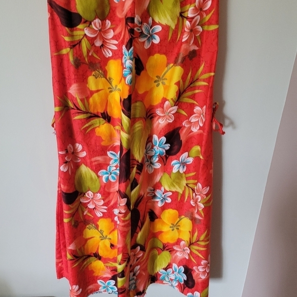 Vintage 60s - 70s Hawaiian Print Sleeveless Maxi Mod Tiki Dress Sears - Picture 6 of 10